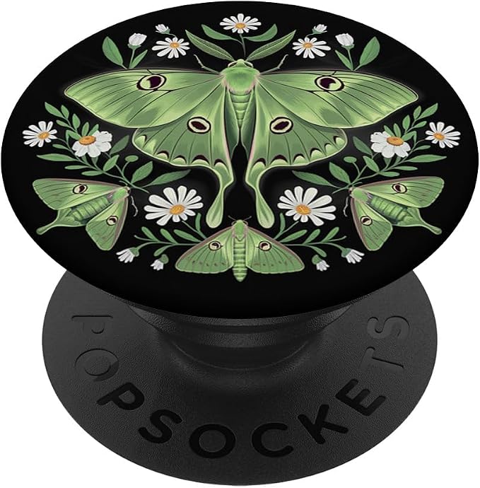 Luna Moth &amp Wildflowers – Vintage Botanical Biology Design PopSockets Adhesive PopGrip