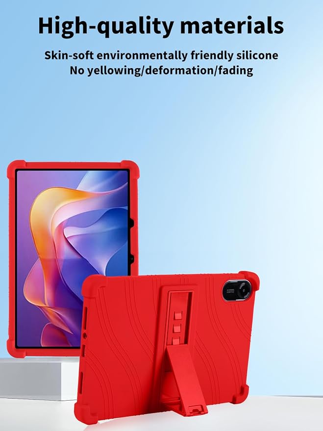 Case for Xiaomi Redmi Pad 2 Tablet 11inchNOUKAJU Tablet Protection CaseAdjustable BracketSoft SiliconeSilicone Protection Cover for Redmi Pad 2(Black)