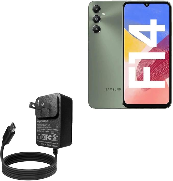 BoxWave Charger Compatible with Samsung Galaxy F14 4G - Wall Charger Direct (15W) Rapid Charge Your Device with Built-in 3ft Cable