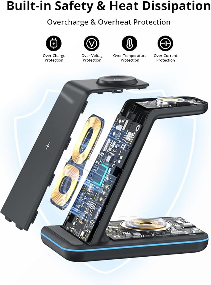 Wireless Charger for Samsung&ampAndroid: JoyGeek 3 in 1 Charging Station for S26/S25/S24/S23/S22/S21/S20/Note20/Z Fold&ampFlip Galaxy Watch8/7/6/5/4/3/Active2/1 Buds 3 Pro