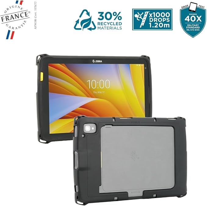 MOBILIS Rugged Case for Zebra Tablet ET40 ET45 Military Grade Shockproof Protective Cover Compatible with Zebra Accessories Recycled Materials Black 10