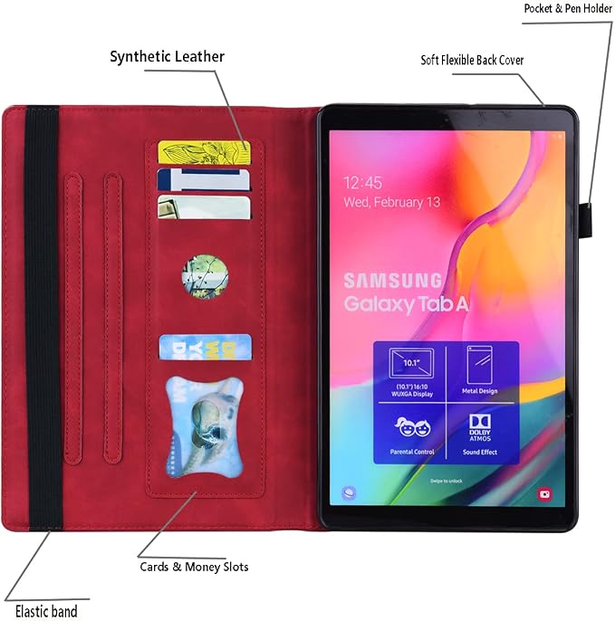 Dteck Wallet Case for Galaxy Tab S10+/S9+/S7 FE/S8+/S7 Plus 12.4 Tablet Premium PU Leather Folding Stand Auto Wake/Sleep Pen Holder Case with Hummingbirds