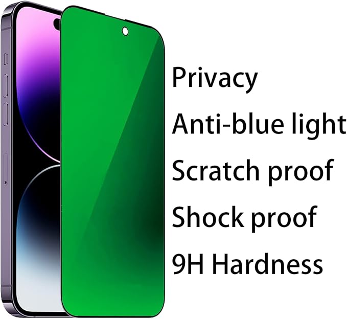 2 Pack Anti-Blue Privacy Tempered Glass Suit for iPhone 11 / iPhone XR Mirror Anti-Spy Screen Protector Anti-Peeping Film Electroplated 9H Hardness Anti-scratch 6.1 inch(Green)