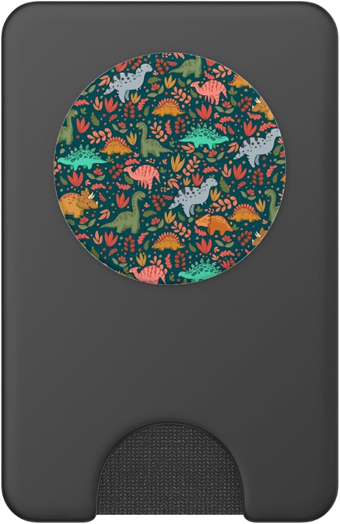 Cute Floral Midnight Green Dinosaurs PopSockets Adhesive PopGrip
