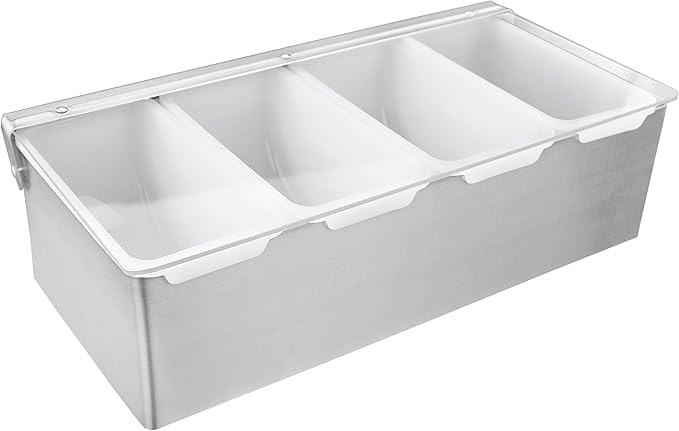 New Star Foodservice 48025 Stainless Steel Condiment Dispenser with 4 Compartments (NO ICE Tray Included)