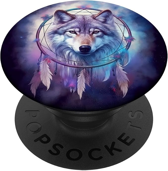 Wolf Dream Catcher Celestial Galaxy Purple PopSockets Adhesive PopGrip