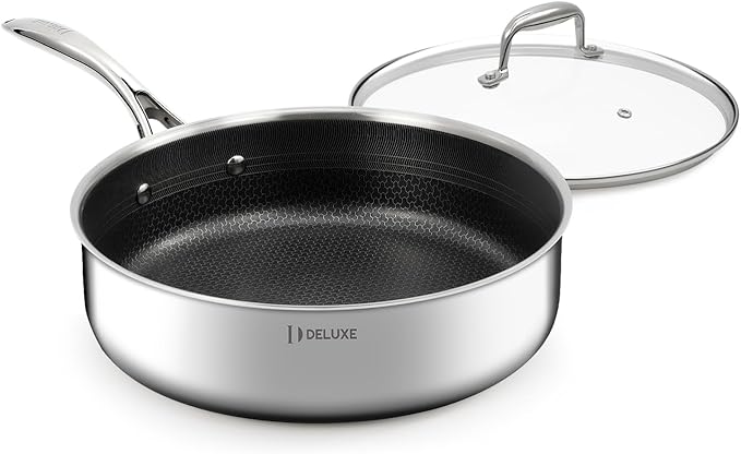DELUXE 5 Qt Hybrid Ceramic Nonstick Deep Sauté Frying Pan & Lid