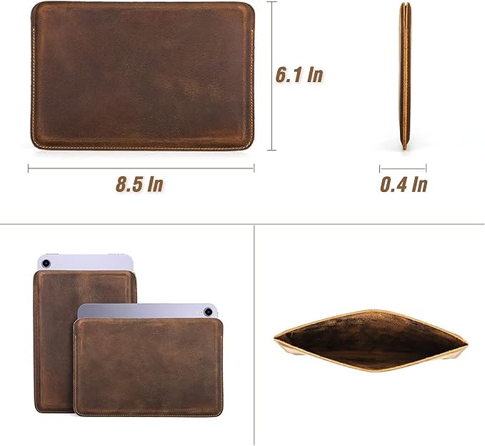 Top Grain Leather 12.9 Tablet Sleeve Slim Protector Vintage Design Fully Handmade Compatible with 12.9 iPad Pro 3/4/5/6 Gen Fits A2233 A2069 A2378 A2379 A2461 A2462 Coffee 12.9 Inch