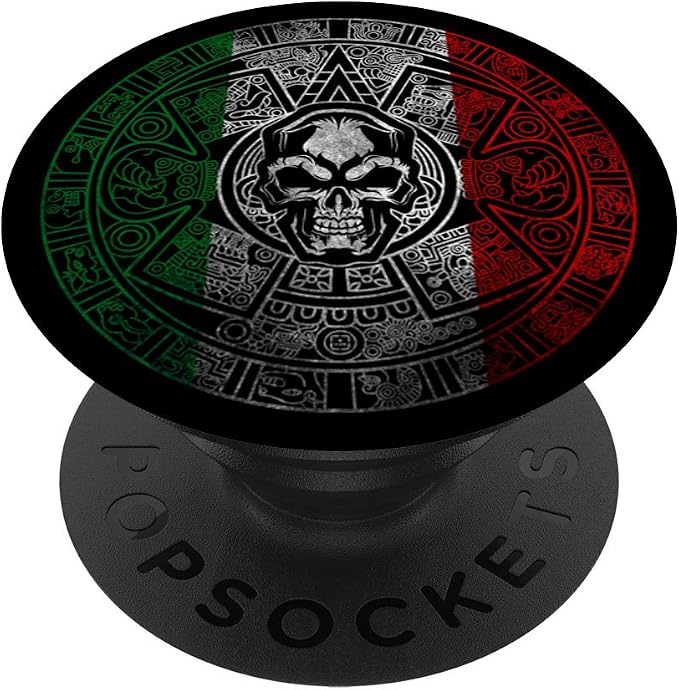 Mexico Aztec Calendar Skull. Mayan Sun Stone Symbol PopSockets PopGrip: Swappable Grip for Phones &amp Tablets