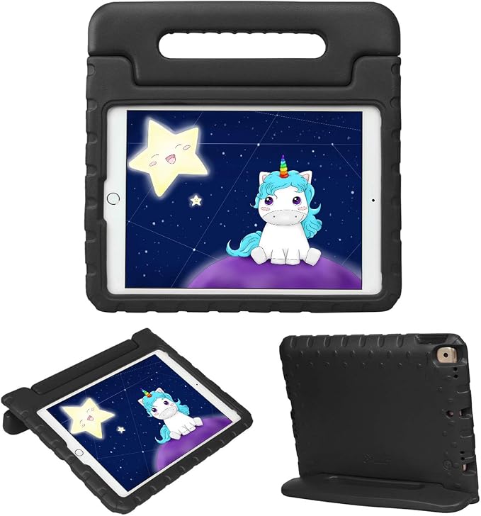 HDE Case for iPad 9th Generation Kids Shockproof Cover 10.2 inch with Handle Stand fits 2021 9th Gen 2020 8th 2019 7th Tablet - Black
