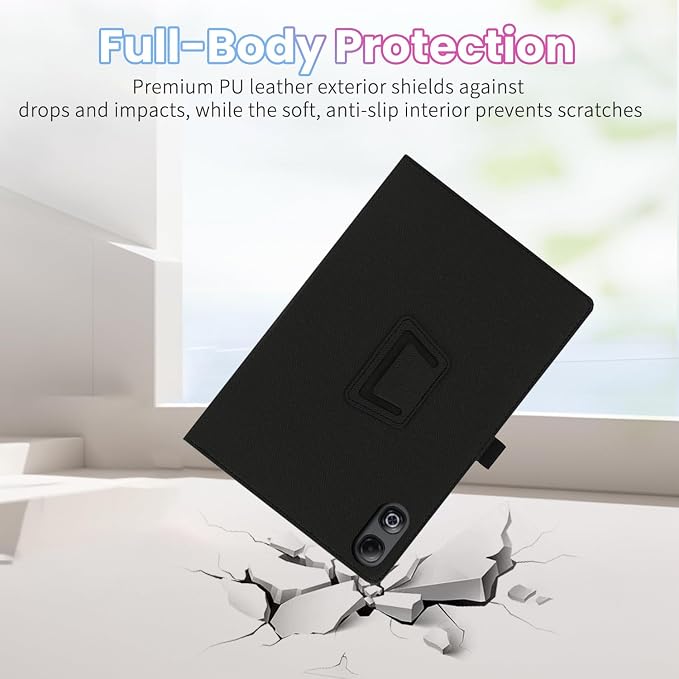 Case for DOOGEE Tab G6 Max 13.4-Inch TabletShockproof PU Leather Cover with Hand Strap Two-Fold StandCompatible with Tab G6 Max 13.4 Android Tablet (Black)