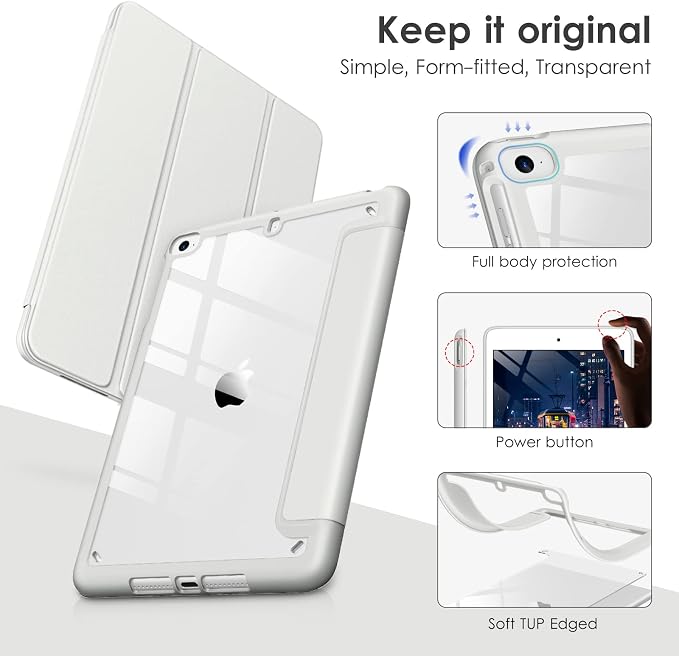 for iPad mini 4 5 3 2 1 CaseClear 7.9 inch iPad mini 1st 2nd 3rd 4th 5th Generation Smart Cover [Support Auto Sleep/Wake] - Silver