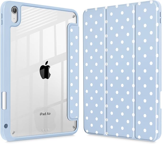 Tuiklol for iPad 10.2 inch 9th / 8th / 7th Gen 2021 2020 2019 Release Case | Built in Pencil Holder - TPU Protection Trifold Stand Stand Clear Back Tablet Cover With Auto Wake/Sleep Blue berries