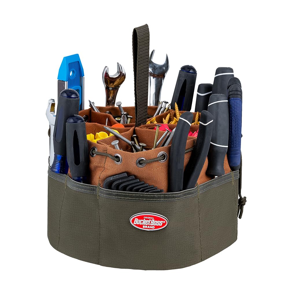 Bucket Boss 25001 Canvas Organizer Parachute Bag with 19 Pockets for Nails,Screws, and Bolts in Brown (Pack of 6)