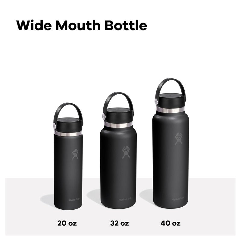 Hydro Flask Travel Water Bottle - Insulated Stainless Steel - Wide Straw Lid, Non Spill, Leakproof in 40 Oz Capri Blue