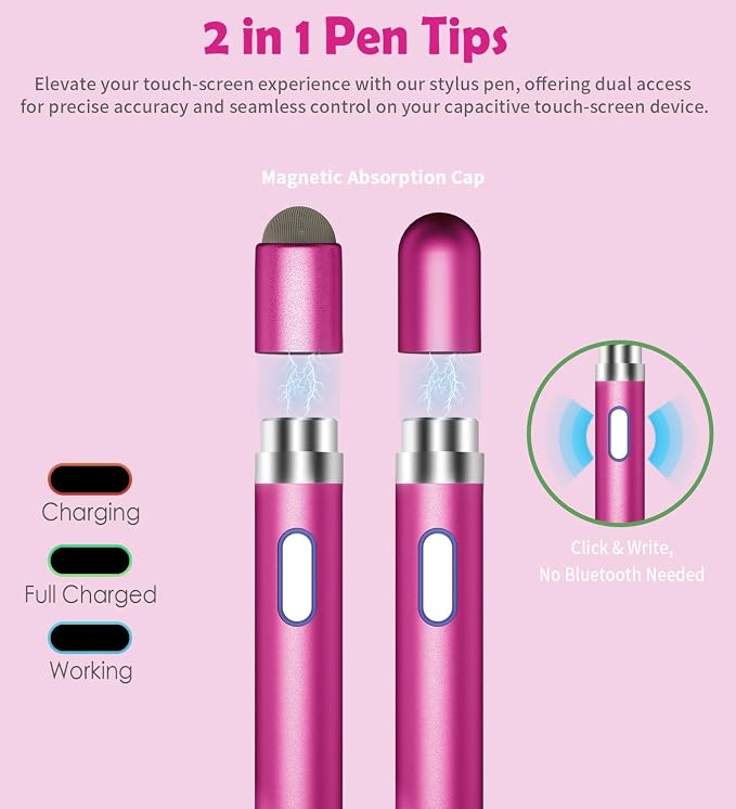 Active Stylus Pen for Touch ScreensDual Pen Tips for iOS &amp Android Drawing &amp WritingHigh Precise Digital Pencil for Apple iPhone 16/15/14/13/12/11/X/8iPad Air/Pro/MiniPhone/Tablet/Sam-sung