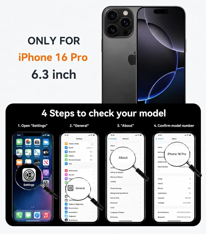 Magnetic Design for iPhone 16 CaseCompatible with MagSafe[Military Grade Drop Protection] Camera Lens Protector Cover Logo View Dust-Proof Matte Shockproof Protective CoverNavy Blue
