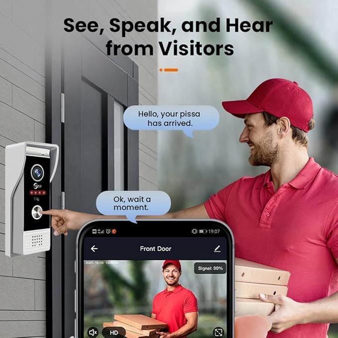 Video Doorbell Intercom System,10 Inches Touch Screen (Silver) Video Doorbell Door Phone System,Support Remote Unlock, Dual-Way Intercom,Night Vision for Villa House Apartment (1-Camera + 2-Monitor)