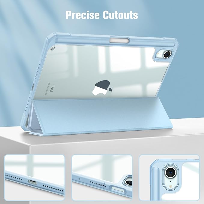 Fintie Clear Case for iPad mini 7th Generation (A17 Pro) / mini 6 8.3 | Slim Hybrid Shockproof Hard PC Back Cover Pencil Holder Viewing &amp Typing Angles Auto Sleep/Wake Black