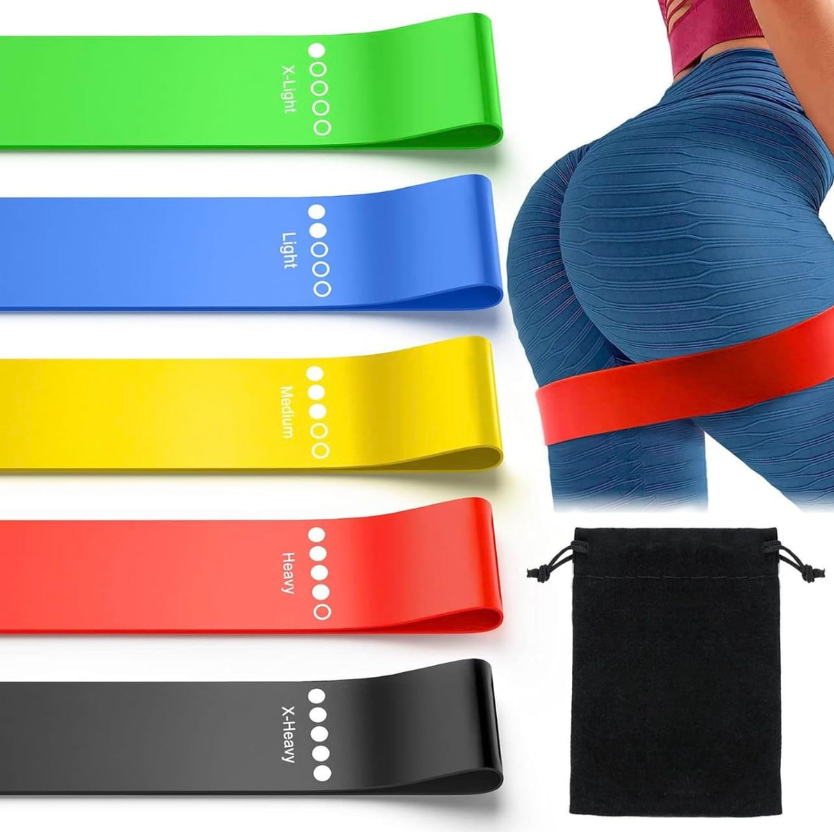 AUSTRECH Exercise Resistance Bands for Working Out Set of 5 for Women and Men, Stretch Bands for Exercise, Physical Therapy, Arms Legs Booty Workout, Stretching, Home Fitness