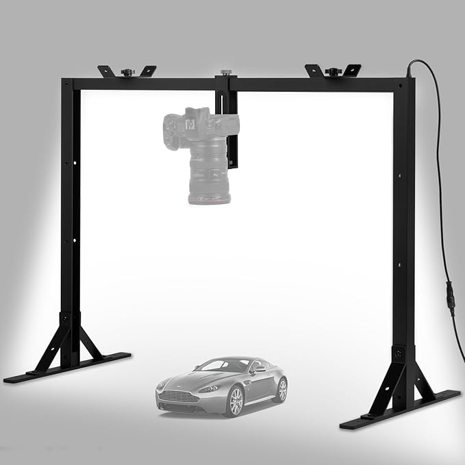 Overhead Camera Mount with Light LED 5600K Continuous -Top-Down Shooting Desk Mount Stand for Flat Lay Photography, Live Streaming - Universal Fit for DSLR, Mirrorless Cameras & Smartphones