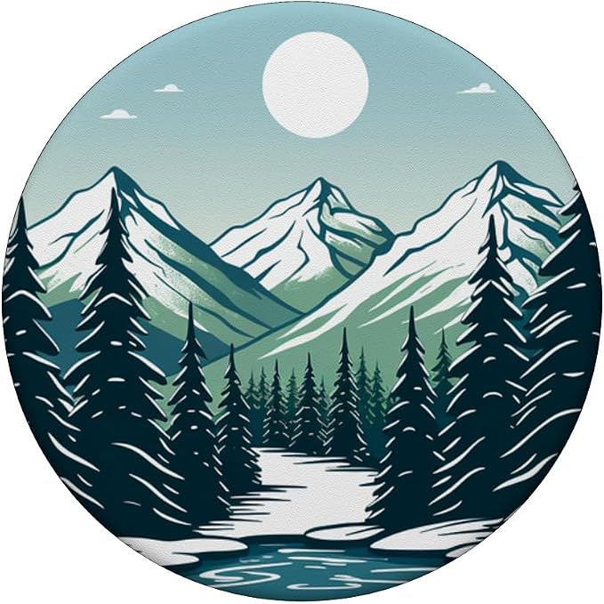Pine Tree Mountain Scene PopSockets PopGrip for MagSafe