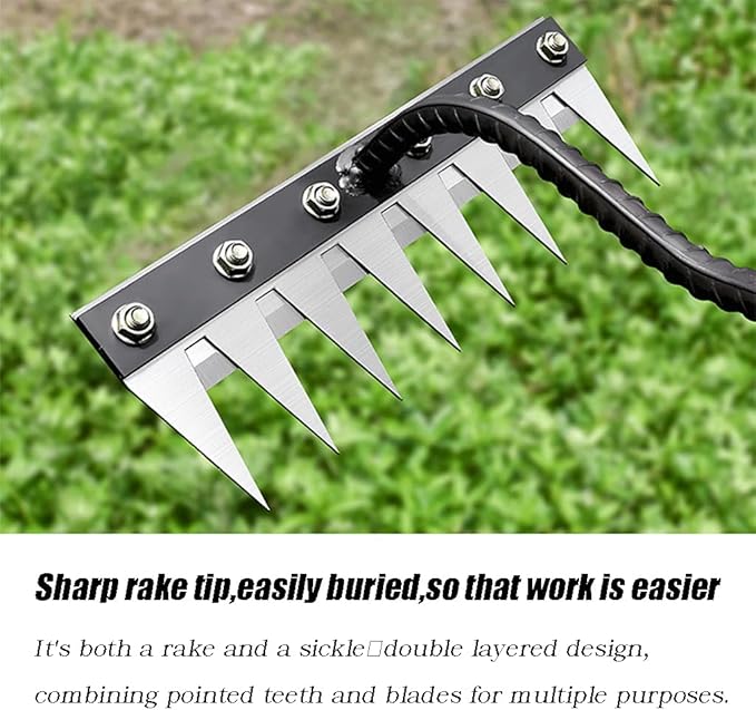 Gardening Hand Weeder Puller Tool, Manual Weeder with Detachable Blade Weeder Puller Tool,High-Carbon Steel Weed Removal Tool for Farm Lawn Garden, 5/6/7/8 Teeth Sizes (6 Teeth)