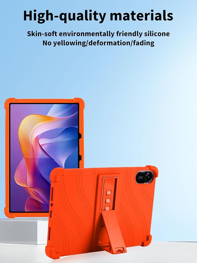 Case for Xiaomi Redmi Pad 2 Tablet 11inchNOUKAJU Tablet Protection CaseAdjustable BracketSoft SiliconeSilicone Protection Cover for Redmi Pad 2(Black)