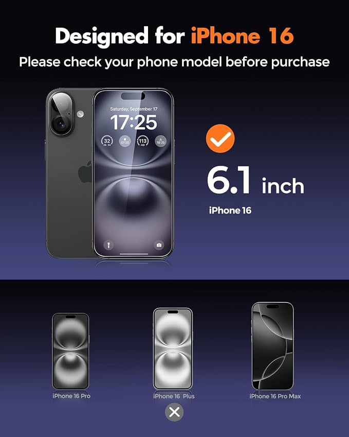 UNBREAKcable iPhone 15 Screen Protector 3-Pack Upgraded Dual-Tempered Glass + 3 Camera Lens Protectors Military-Grade 9H Hardness HD Clarity Anti-Fingerprint Case Friendly 6.1 Inch | Upgraded Du
