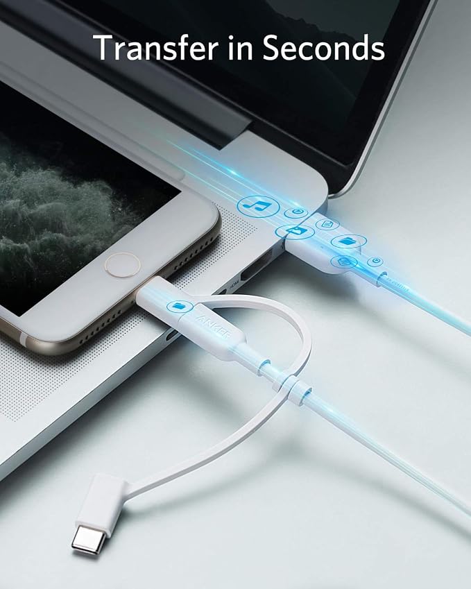 Anker Powerline II 3-in-1 Cable Lightning/Type C/Micro USB Cable for iPhone iPad Huawei HTC LG Samsung Galaxy Sony Xperia Android Smartphones iPad Pro 2018 and More(3ft Black) | 3-in-1 Cable