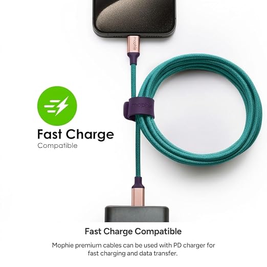 Mophie Charge Stream USB-C to USB-C 3m/10ft Cable - 60W Power Delivery Enduraflex Silicone Ultra-Durable Braided Design for Everyday Use