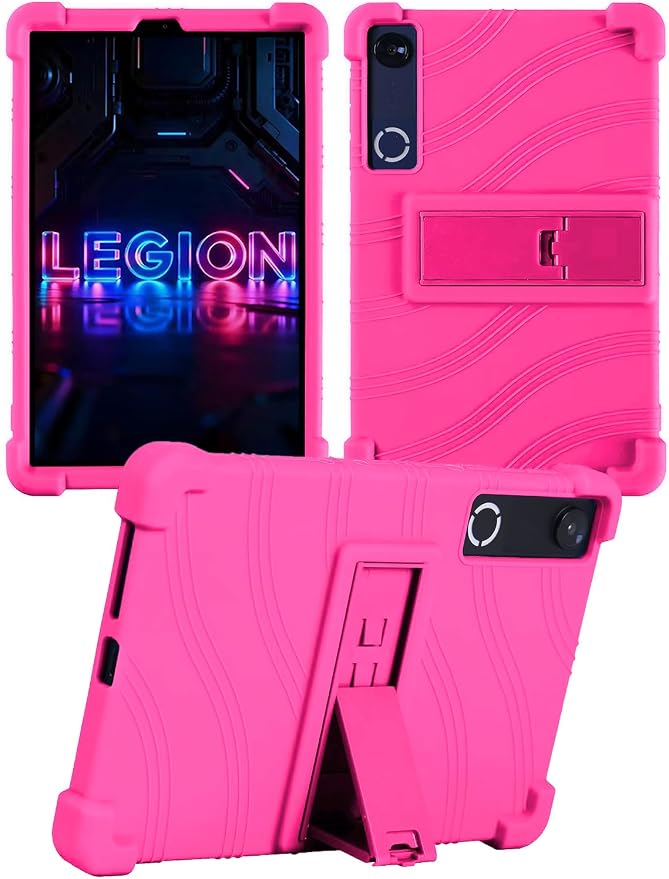 Silicone Case with Kickstand for Lenovo Legion Y700 Gen 4 / Gen 5 8.8 [TB323FU] Shockproof Protective Cover with Stand for Gaming Tablet (Black)