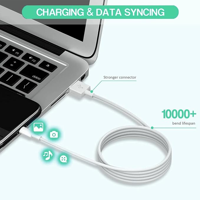 iPad ChargerFast Charge iPhone10FT i-Pad Charging Cord 12W i Pad Charger Fast Charging Block Foldable Portable Travel Plug with Extra Long Lightning Cable Cord Compatible with iPad/iPhone/Airpod