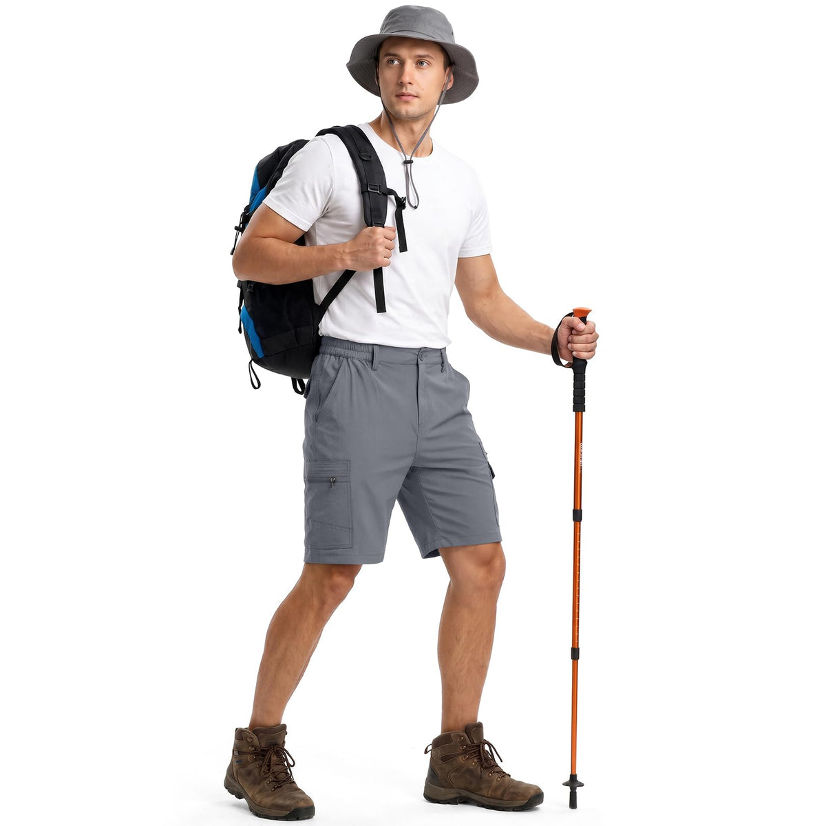 Jessie Kidden Mens Outdoor Casual Elastic Waist Lightweight Water Resistant Quick Dry Fishing Hiking Shorts (6222 Grey 36)