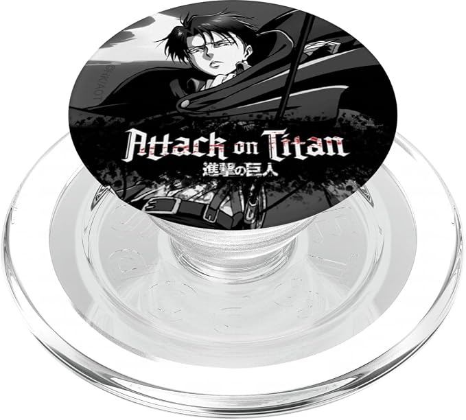 Attack on Titan Black and White Levi Splatter Logo Anime PopSockets PopWallet for MagSafe