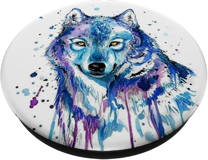 Watercolor Colorful Wild Wolf Print Pop Mount Socket PopSockets Adhesive PopGrip