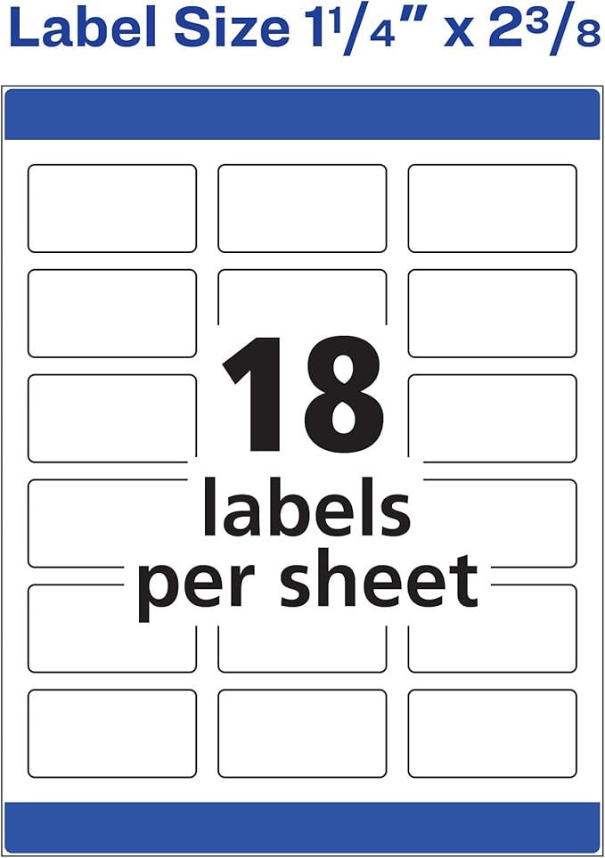 Avery Address Labels 1-1/4 x 2-3/8 White | Print-to-The-Edge | Sure Feed Technology | For Laser Printers | 450 Labels, Pack of 5