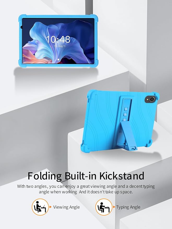 for ApoloSign EP103A 10.1 Tablet CaseBOVUGAC Soft Silicone Case Adjustable Stand Shockproof Kids Friendly (Black)