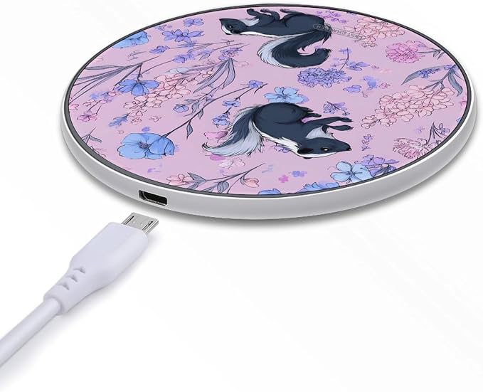 Skunks in Botanical Flowers Wireless Charger Portable Charging Pad | LightweightAll Smartphone