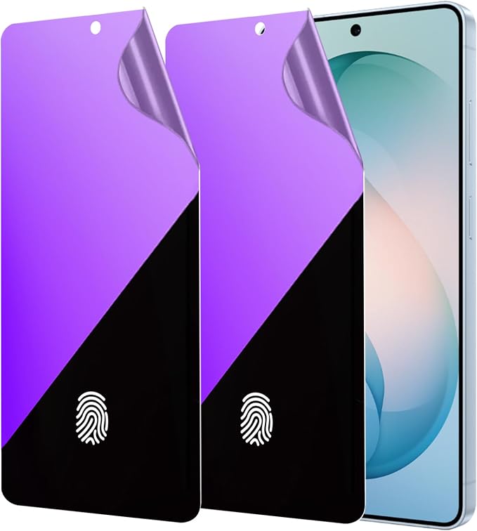 2 Pack Anti-Blue Privacy Screen Protector for Samsung Galaxy S25 edge / S26 Plus Anti-Spy Soft Gradient Film Support Finger Unlock 6.7 inch