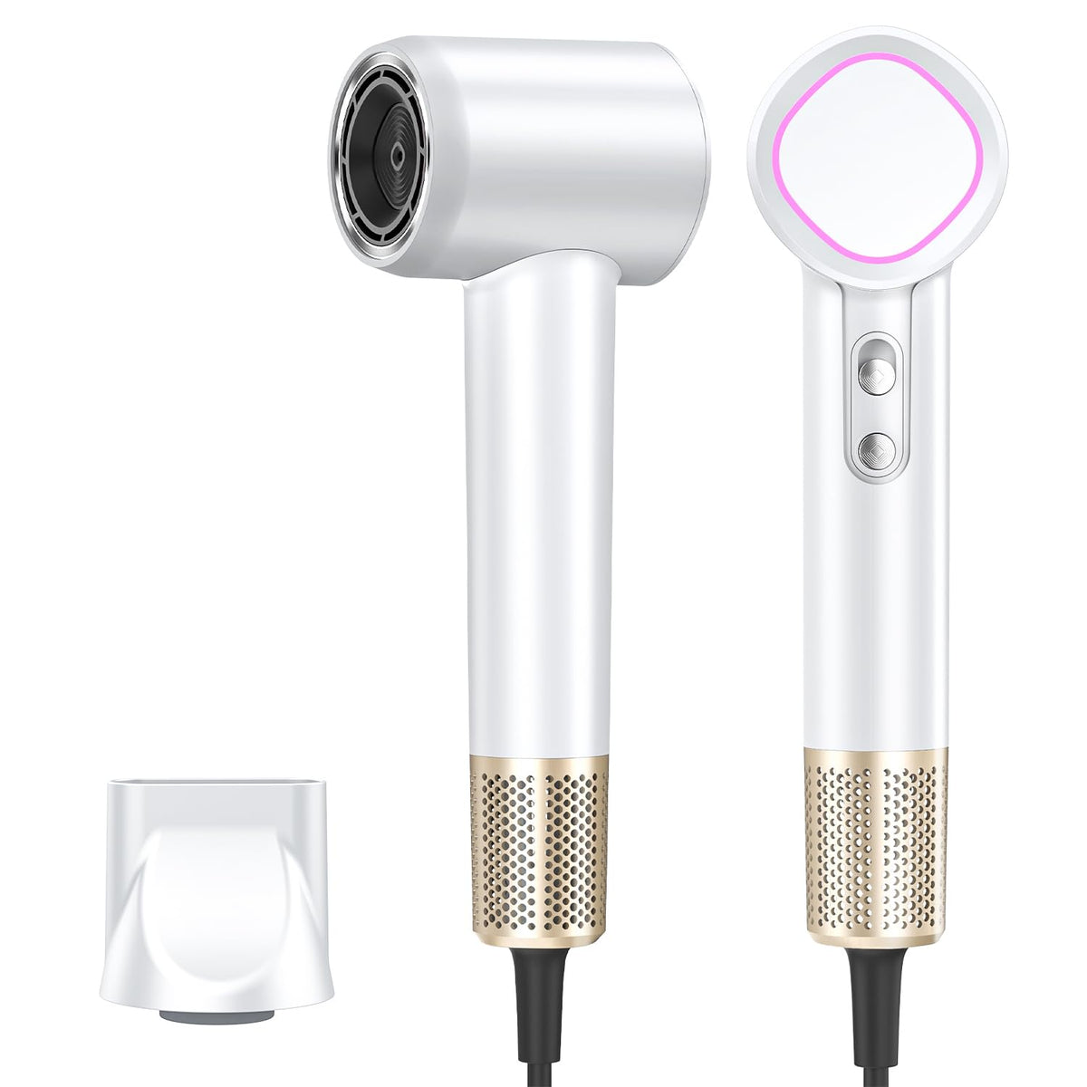 Hair Dryer Ionic, 150,000 RPM Hair Dryers for Women w/Ceramic Technology Nozzle for Fast Drying High Speed Blow Dryer 3-Speed Thermo Control Professional Low Noise Design for Home Travel Salon(White)