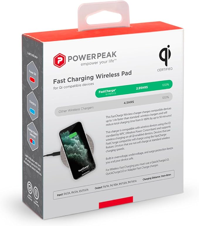 Wireless Fast Charger 15W Aluminum Fast Charging Pad USB-A to USB-C Cable Included Compatible with iPhone Apple &amp Android AC Adapter Included | Gray