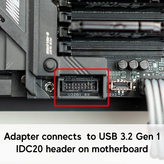 LINKUP USB 3.2 Gen2 Internal Adapter | 20-Pin Header to USB-A | 10Gbps male to female for PC front panel