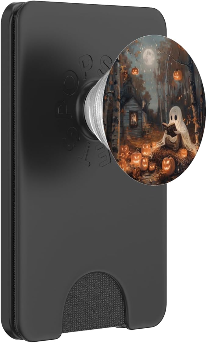 Spooky Halloween Ghost Reading Bookish PopSockets PopGrip for MagSafe