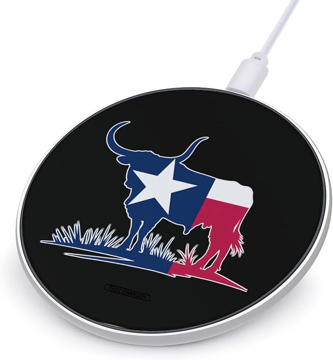 Texas Flag Longhorn Cow Wireless Charger Portable Charging Pad | LightweightAll Smartphone
