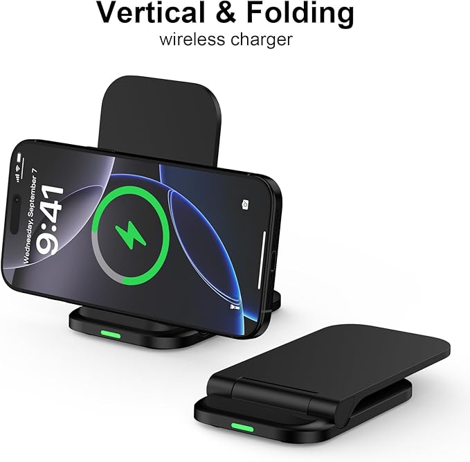 Wireless Charger Stand Samsung Wireless Charger Fast Charging Foldable Phone Android Charging Station for Samsung Galaxy S25 Ultra S24 S23 S22 S21 S20,iPhone 16e 16 Pro Max 15 14 with Adapter