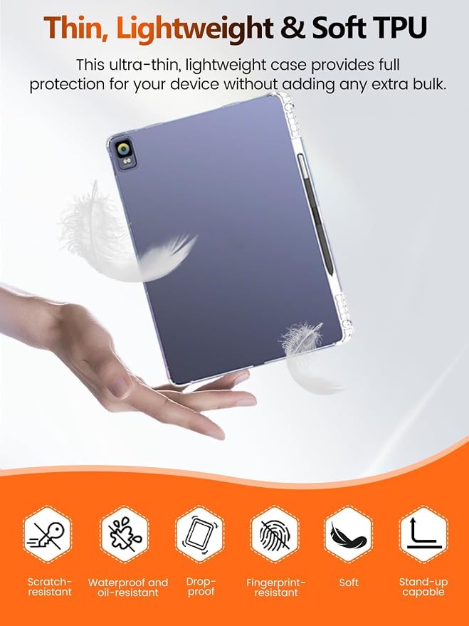 Case Compatible with XPPen Magic Drawing Pad 12.2 Inch Tablet – Shockproof TPU Protective Case with Kickstand Anti-Slip Drop-Resistant Business Style (Clear)