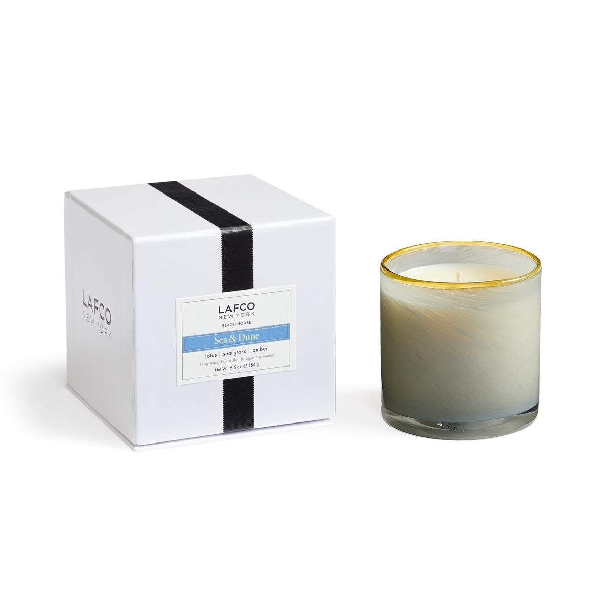 LAFCO New York Classic Candle, Chamomile Lavender - 6.5 oz - 50-Hour Burn Time - Reusable, Hand Blown Glass Vessel - Made in the USA