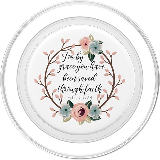 Saved By Grace Ephesians 2:8 Pink Blue Floral Bible Verse PopSockets Standard PopGrip