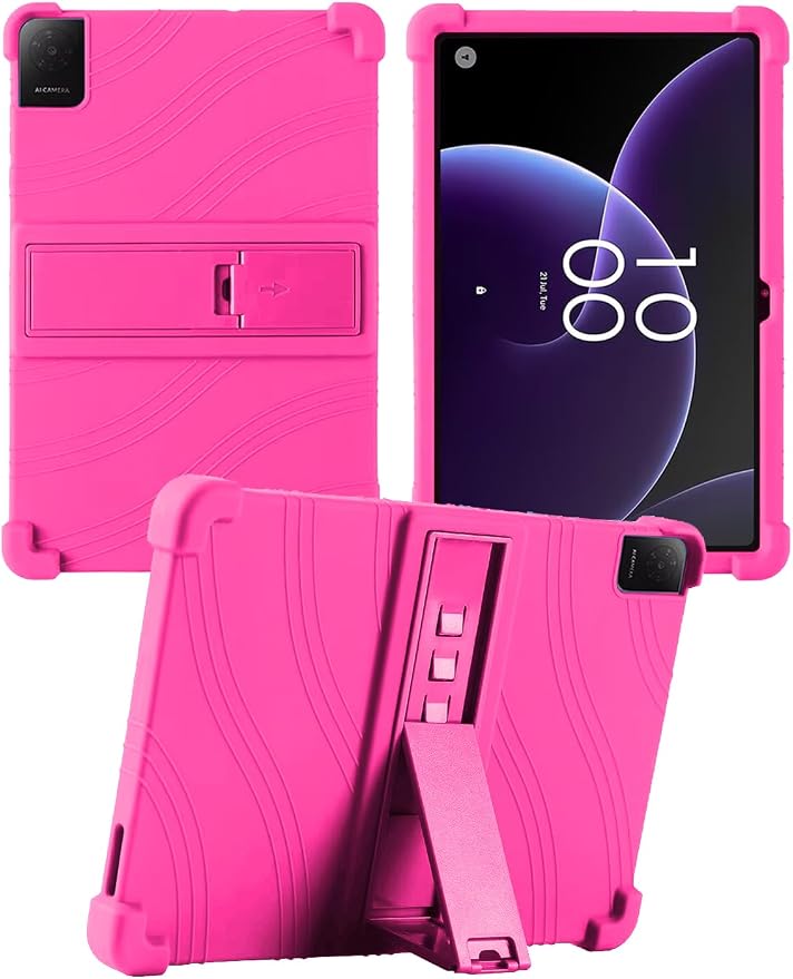 Case for TCL Tab 10L Gen 4 (Model 8483A) 10.1 Inch Tablet Soft Silicone Heavy Duty Shockproof Protective Cover with Adjustable Kickstand (Black)